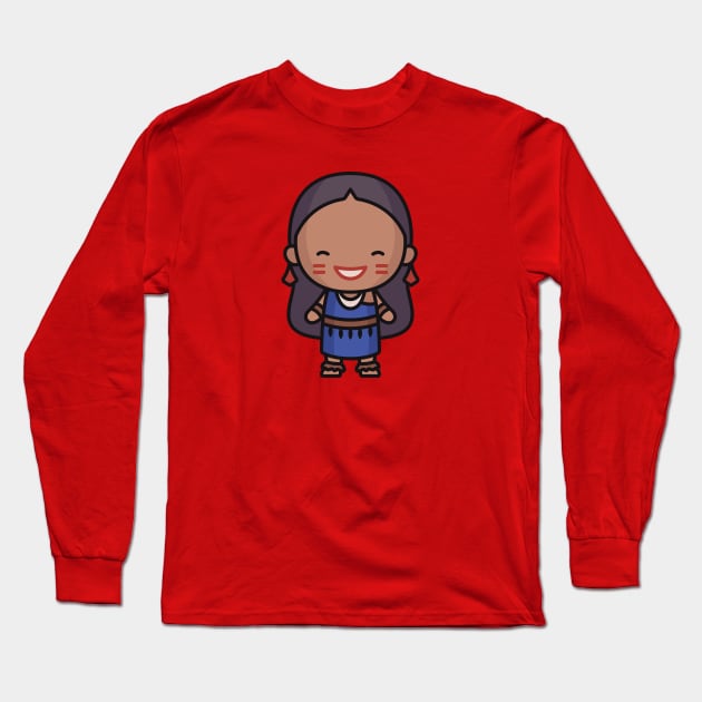 Cute Ecuadorian Girl in Traditional Clothing Cartoon Long Sleeve T-Shirt by SLAG_Creative